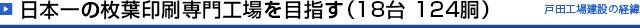 日本一の枚葉印刷専門工場を目指す（18台 124胴）